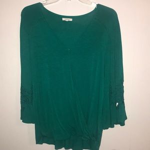 Teal Wide Sleeve Detailed Top